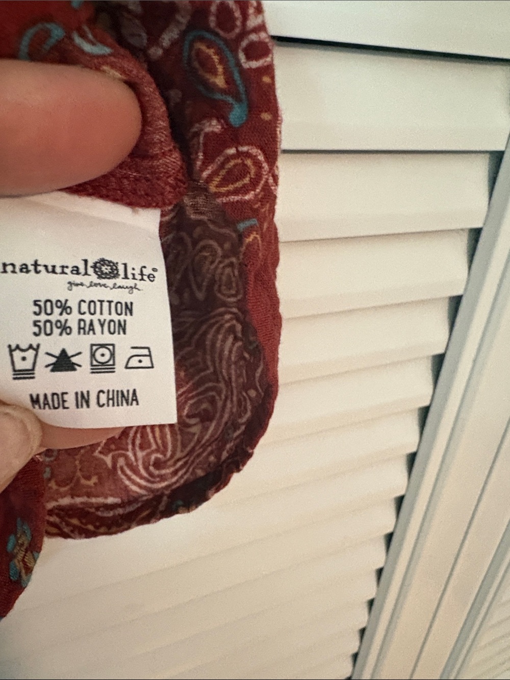 Natural Life Bandana Rust-Red Peasant Top Size Medium - Picture 10 of 10